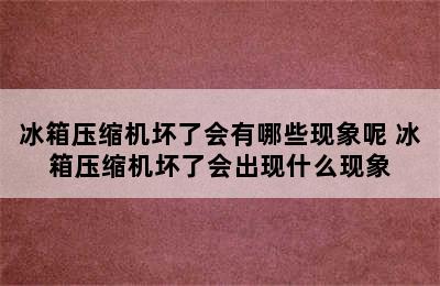 冰箱压缩机坏了会有哪些现象呢 冰箱压缩机坏了会出现什么现象